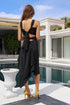 Ebony Silk Scarf Dress- Solid Color